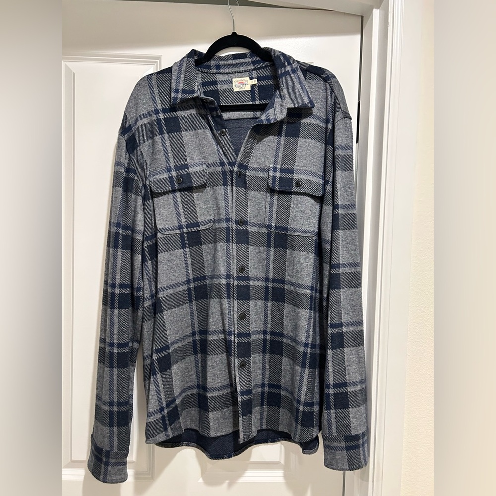 Faherty Navy and Gray Plaid Shirt